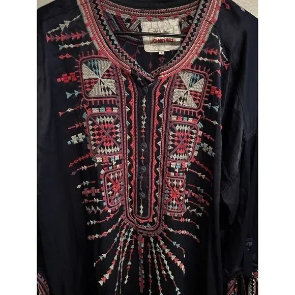Biya Johnny Was Womens Large Multicolor Embroidered Tunic Shirt - Picture 2 of 7